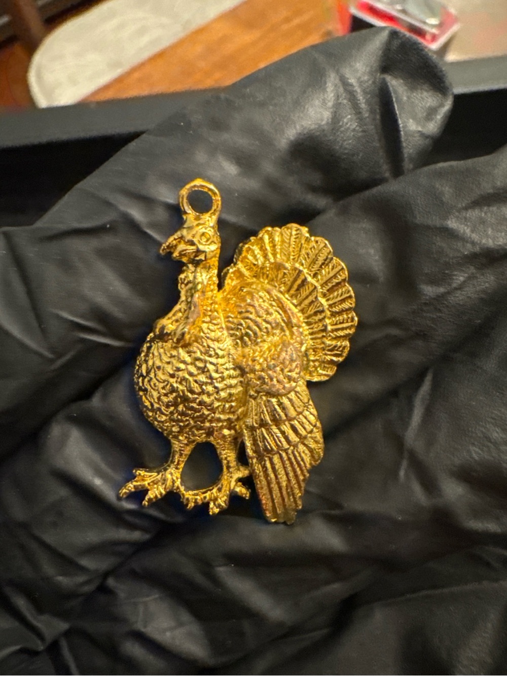 Edgar Berebi 1988 Turkey Pendant Charm Gold Tone Vintage Thanksgiving Jewelry